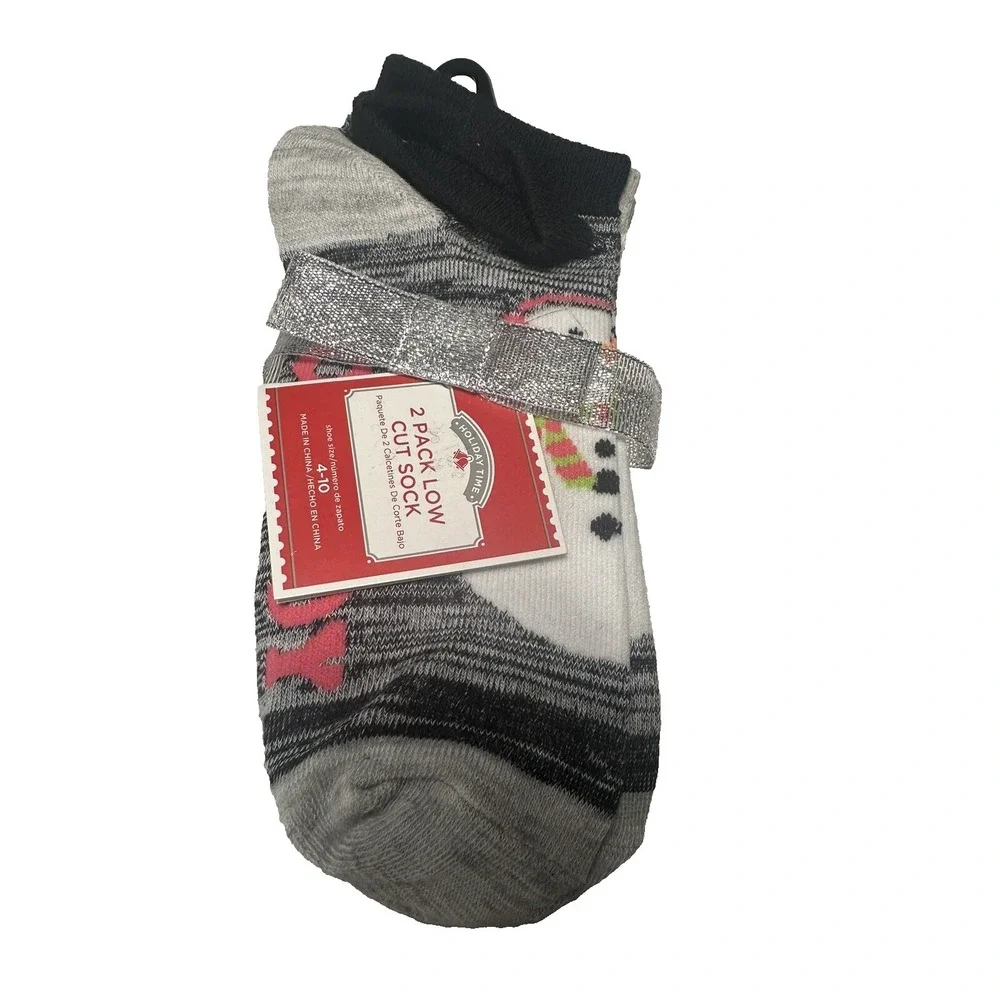 holiday‎ time 2 pairs womens christmas low cut ankle socks size 4-10